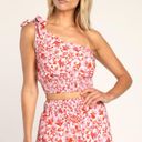 Lulus Just Believe Pink Multi Print One Shoulder Two Piece Romper Photo 0