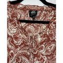 Bobeau Womens Blouse Brown White Paisley Long Sleeve Tie Keyhole Lined L New Photo 2