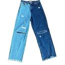 Aura Miss  Two-Tone Distressed Jeans Sz 4 (EU 36) Women’s Dark Blue / Light Blue Photo 0