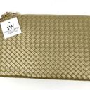 NEW Virginia Wolf Mimi Metallic Golf Vegan Leather Elegant Classic Woven Pouch Photo 0