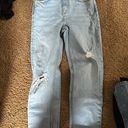 ZARA Ripped Midi Rise Light-Wash Denim Jeans Photo 0