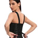 Strap corset with cups jacquard corset bustier tank top lace corset t shirt tee Black Size M Photo 2