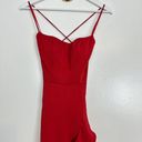 La Femme  Flutter Slit Trumpet Gown in Red Size US 00 Photo 3