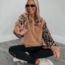 POL Shophopes Cheetah Sleeve Fuzzy Sweater Photo 0