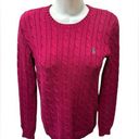 Ralph Lauren Sport Crew Neck Cable Knit  Sweater Sz S Berry Green Pony Logo Photo 0