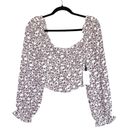 ASTR NWT  the Label Floral Print Long Sleeve Crop Corset Top Cream Mauve Floral Photo 1