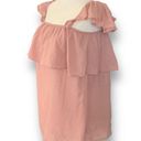 Mustard Seed  Top Pink Ruffle Square Neck Flowy Short Flutter Sleeve Romantic Photo 0