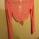 l*space L* Cover Up Bandera Top Sheer Mesh Tie Front Pink/Orange Size XS Photo 12