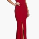 Dress the Population Sandra Plunge Crepe Gown in Garnet Red Size Medium Photo 1