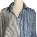 Rue 21  Button Up Long Sleeve Shirt L Blue White Striped Chest Pocket Collared Photo 1