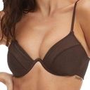 Good American  Showoff Curve Underwire Brown Ribbed Bikini Top Size 3 Large Photo 0