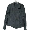 Free People Linen and Cotton Blend Black Washed‎ Moto Button Up Jacket Size M Photo 0