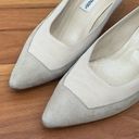 Manolo Blahnik Vintage  Stone Suede Gray Leather Classic Low Heel Pumps Size 35.5 Photo 8