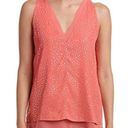 Cooper and Ella  Coral Pink Gold Polka Dot Keyhole Sleeveless Blouse Women's Small Photo 0