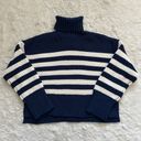 Madewell Sweater Wide Rib Turtleneck Chunky Knit Classic Indigo Stripe S NWT New Photo 2