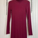 Talula Aritzia  Womens Burgundy Turtle Neck Mini Dress Long Sleeve Bodycon Size S Photo 0