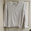 kim rogers White V neck cable knit golf tennis sweater pickle ball old money Photo 0