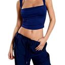 Micas  Women's Large Royal Blue Sleeveless Basic Square Neck Cropped Tank Top Photo 0