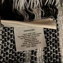 Mad cloth giant black and white plaid woven blanket scarf w fringe detail NWOT Photo 3