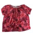 Cathy Daniels  Shirt Womens X-Large Pink Red Floral Short Sleeve Blouse Poly Photo 0