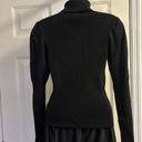 Lucca Couture Luca Black Turtleneck Ribbed Sweater with Slight Bubble Shoulder Sleeves- Medium Photo 5