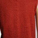 Joie  100% Linen Button Front Tank Top Burnt Rust Orange Size L Photo 4