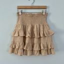 Free The Roses Tan Tiered Smocked Skirt Photo 0