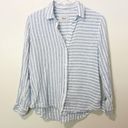 Rails  Bonnie Linen Blend Button-Up Shirt in Olympic Stripe White and Blue Photo 1