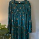 Billabong Blue Teal Floral Days on End Long Sleeve Button Mini Dress size XL Photo 5