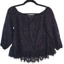 BCBGMAXAZRIA  Black Lace Blouse Womens Size XXS Photo 0