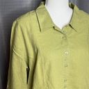 Christopher & Banks  XL GREEN LINEN BUTTON UP BLOUSE Photo 1