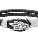 The Row Steeltime  Dragon Double Braided Leather Bracelet  Black Silver  Unisex Photo 13