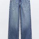 ZARA FULL LENGTH STRAIGHT CUT JEWEL JEANS WITH A HIGH WAIST Photo 0