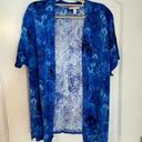 Isaac Mizrahi  Live Blue Summer Floral Short Sleeve Open Front Cardigan Medium Photo 0