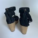 UGG  Raquel Black Suede platform wedge sandals tassel heel jute size 7 Photo 3