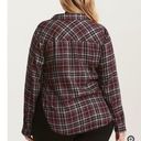 Torrid PLAID LACE INSET CAMP SHIRT  Black grey red Photo 3