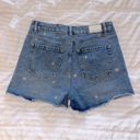 Marshalls Khaki + Blue Daisy Embroidered Denim Shorts Photo 1