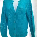 Coldwater Creek  cardigan sweater crochet  blue open see through Size S Photo 1