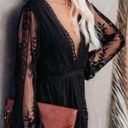 Boutique NEW Black Lace V-neck Long Sleeve Boho Maxi Dress Photo 2