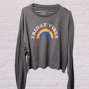 Fifth Sun Friday Vibes gray rainbow long sleeve crop shirt sz XL Photo 0