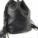 Victoria's Secret VICTORIA’S SECRET Black Fashion Show Faux Leather Fringe Drawstring Backpack Photo 1