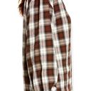 Treasure & Bond  Plaid V Neck Button Up Long Sleeved Red White & Brown Boho Shirt Photo 3