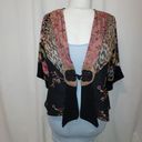 Alexis VINTAGE! SPENCER  PETITE FLORAL CHEETAH OPEN FRONT SILK SHIRT BLOUSE TOP Photo 2