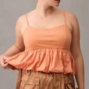 Maeve Anthropologie  Ruffled Bubble-Hem Cropped Tank‎ Top Orange Medium Photo 0