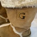 Guess  Ailey Winter Boots Camel Mid-Calf Faux Fur Rhinestone Logo Size 5.5M Photo 1