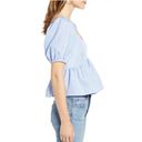 English Factory Nordstrom,  New Blue Gingham Peplum Puff Sleeve Top Size Small Photo 2