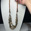 Coldwater Creek  Multi Strand Gold Tone Bead and Cord Necklace Photo 5