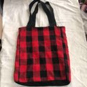 2000s y2k Black and red plaid tote bag with rhinestone bedazzled cross design punk rock grunge goth biker Photo 2