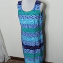 Kathie Lee Collection blue multi pattern midi tank dress size 10 Photo 1