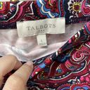 Talbots  Knee Length Paisley Skirt Womens Sz Large Elastic Waist Pull On Red Blue Photo 2